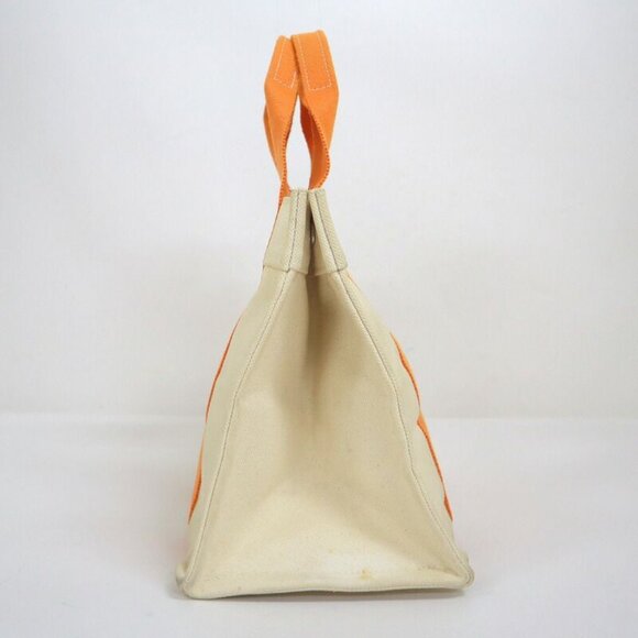 Hermes Bora PM White Orange Canvas Tote X - Picture 3 of 10